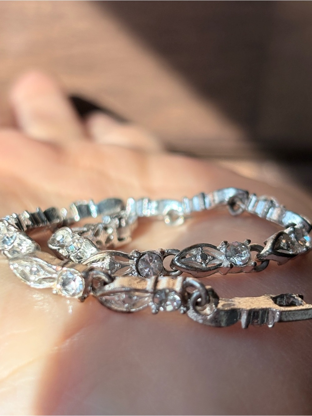 Vintage Avon CZ Tennis Bracelet Marquise Links Rhinestone Accents 7.5” - 8.5”